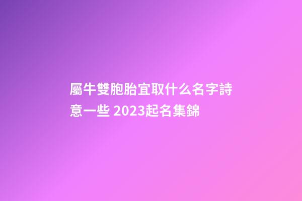 屬牛雙胞胎宜取什么名字詩意一些 2023起名集錦